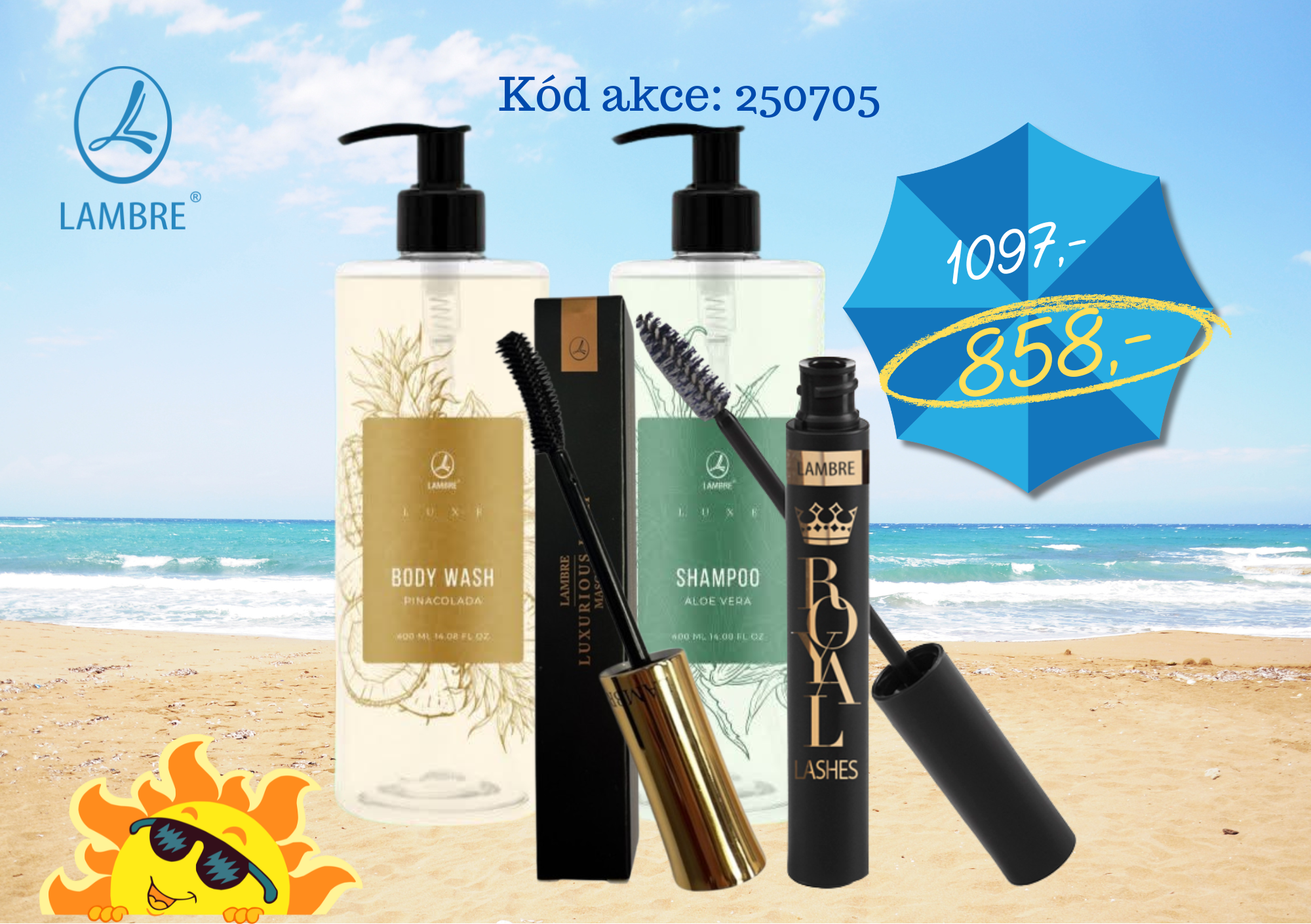 Gel s vůní piňakolády a šampon s aloe+řasenka