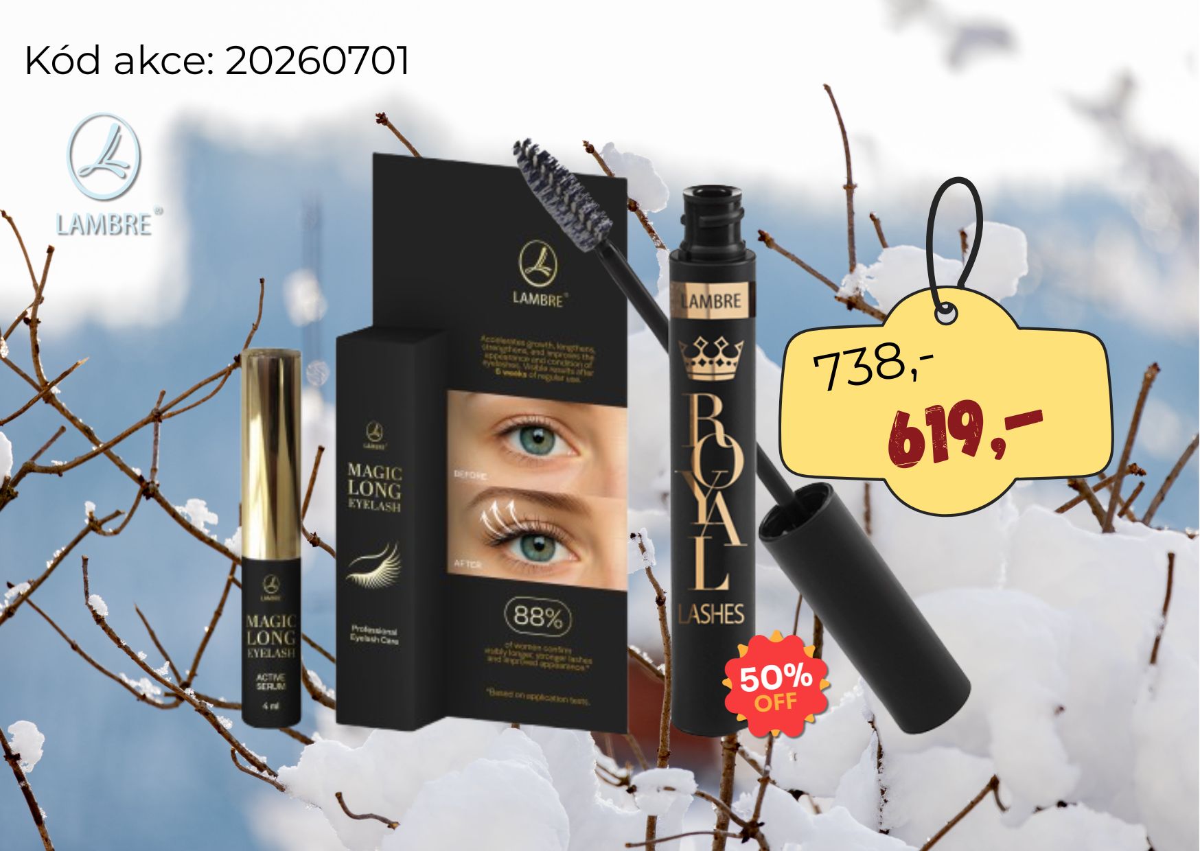 Sérum na řasy Magic + řasenka Royal s 50% slevou
